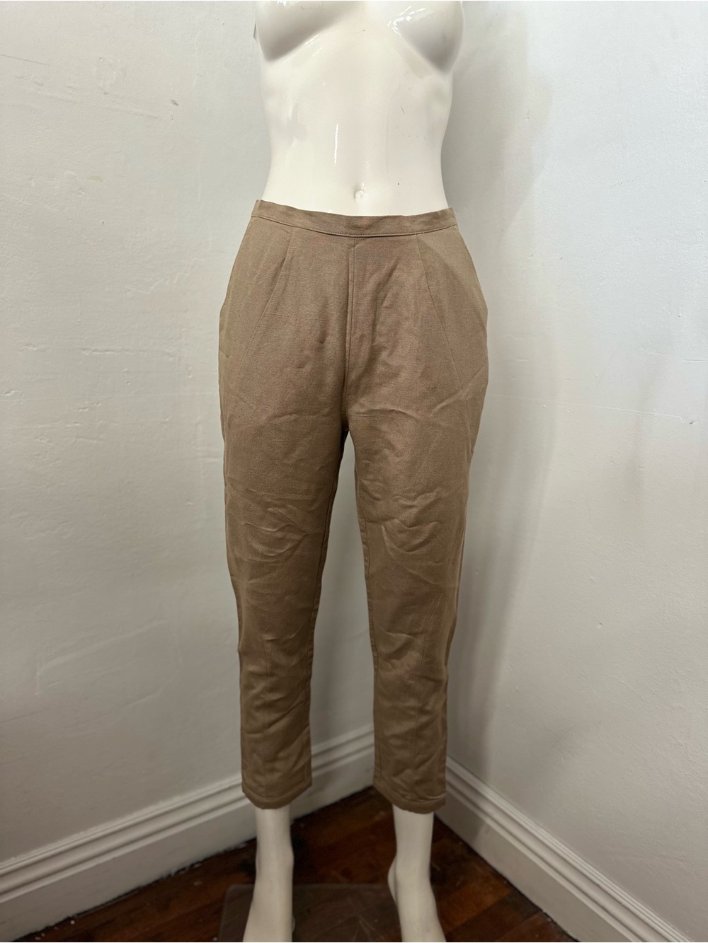 Lifetime rayon linen Slim Crop pant in Taupe